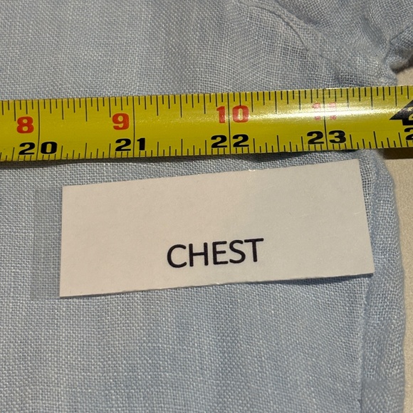 Puro Lino Mens Long Sleeve Button Down Shirt 100% Linen Sz L Blue Beachy Classic - Picture 5 of 8